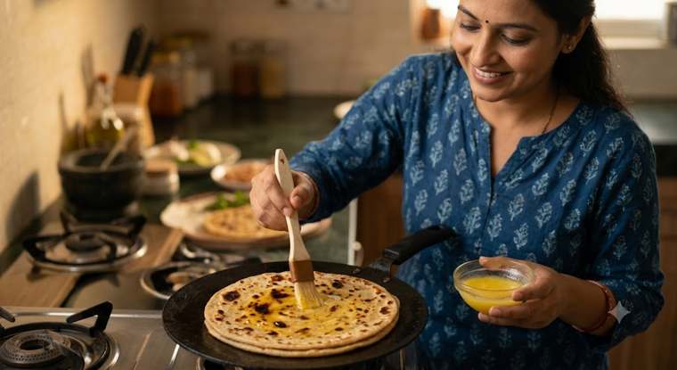 Banke Bihari desi ghee on hot roti